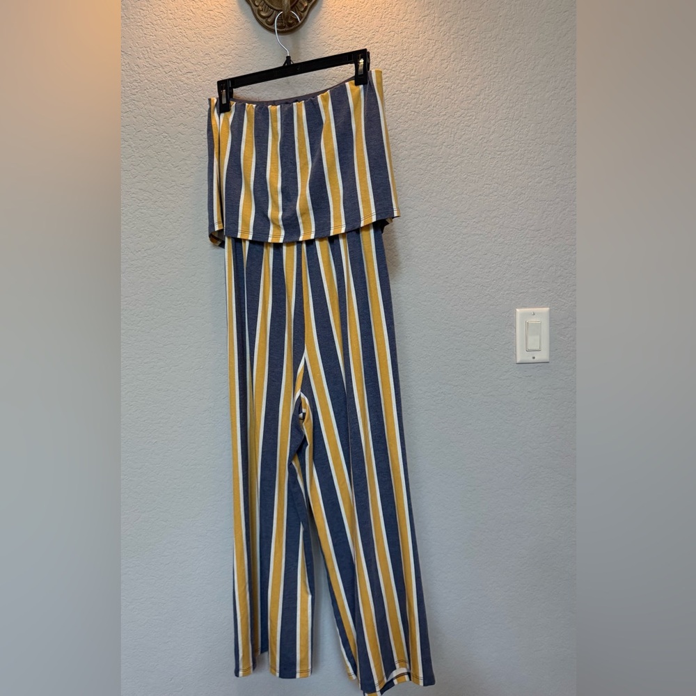 Striped Blue and Yellow romper
